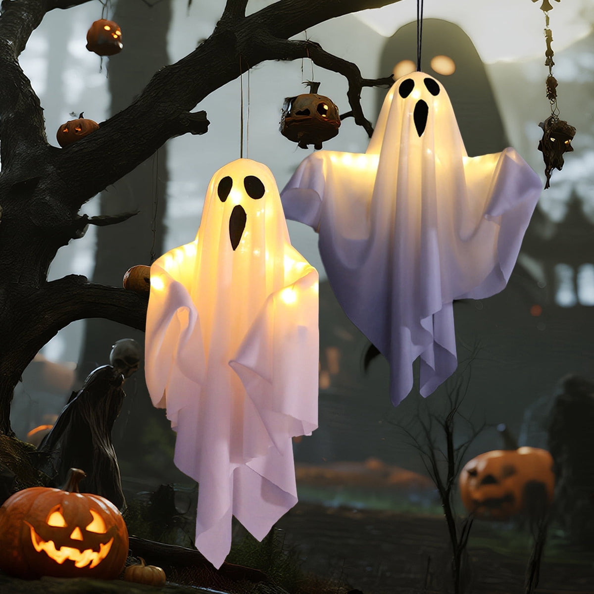 AGCAN 4.6 FT Halloween Inflatable Ghost Blow Up Ghost Broke Out from Window Halloween Decor