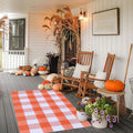 Summercome Buffalo Check Rug, Fall Outdoor Orange and White Buffalo Plaid Rug, Washable Hand-Woven Outdoor Checkered Rugs, Layered Door Mats for Kitchen Farmhous Entryway, Halloween Christmas Decorati