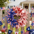 AZXY 20 Inch 4th of July Patriotic Wreath, Red White Blue Mesh Wreath with American Flag Star & Stripe Ribbons, Patriotic Americana Decor for Independence Day Memorial Day Front Door Indoor Outdoor