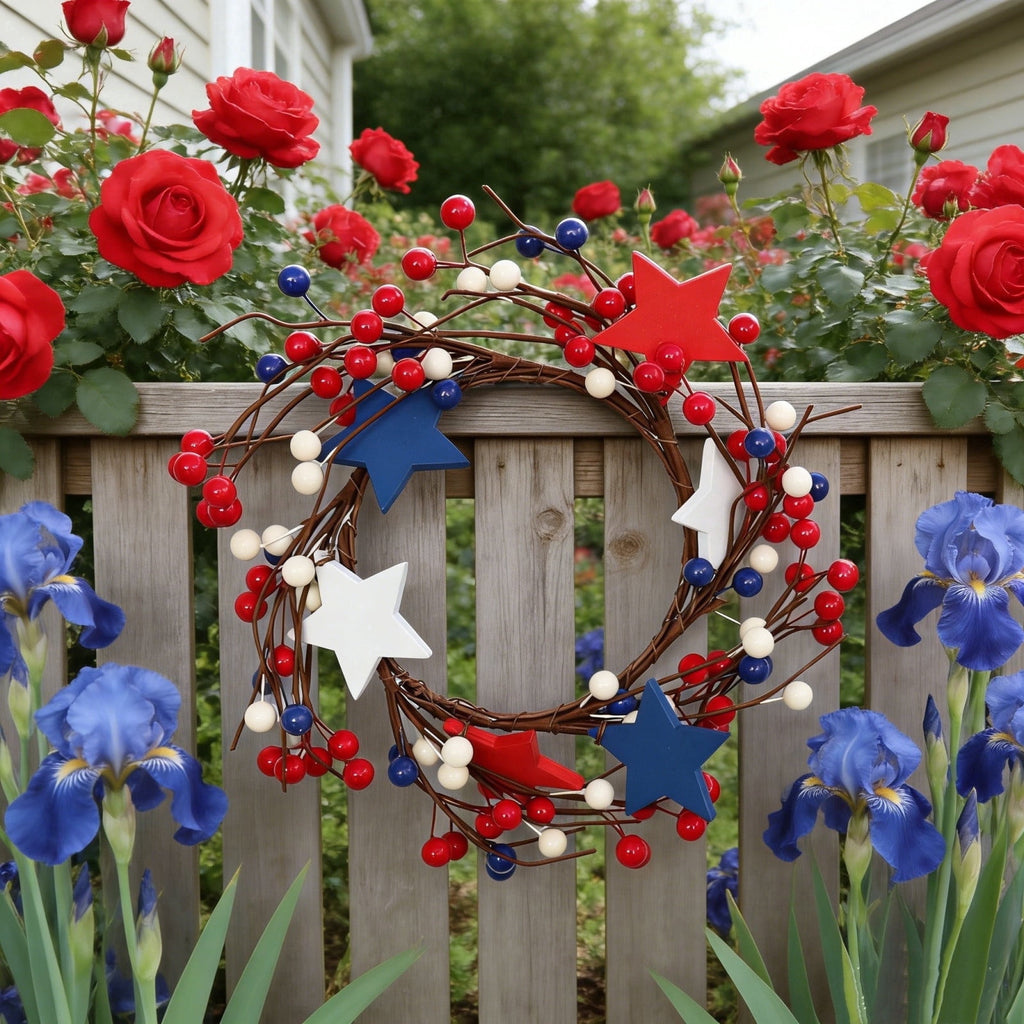 AZXY 4th of July Wreath,Patriotic Wreath,Independence Day Wreaths,Memorial Day Decorations