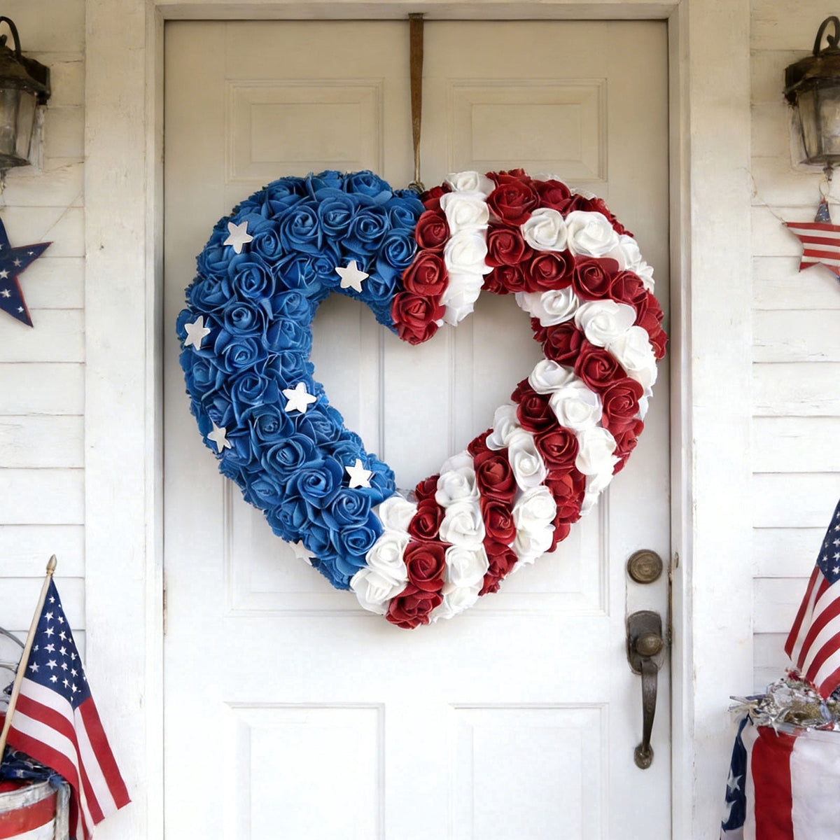AZXY 4th of July Wreath,Patriotic Wreath,Independence Day Wreaths,Memorial Day Decorations
