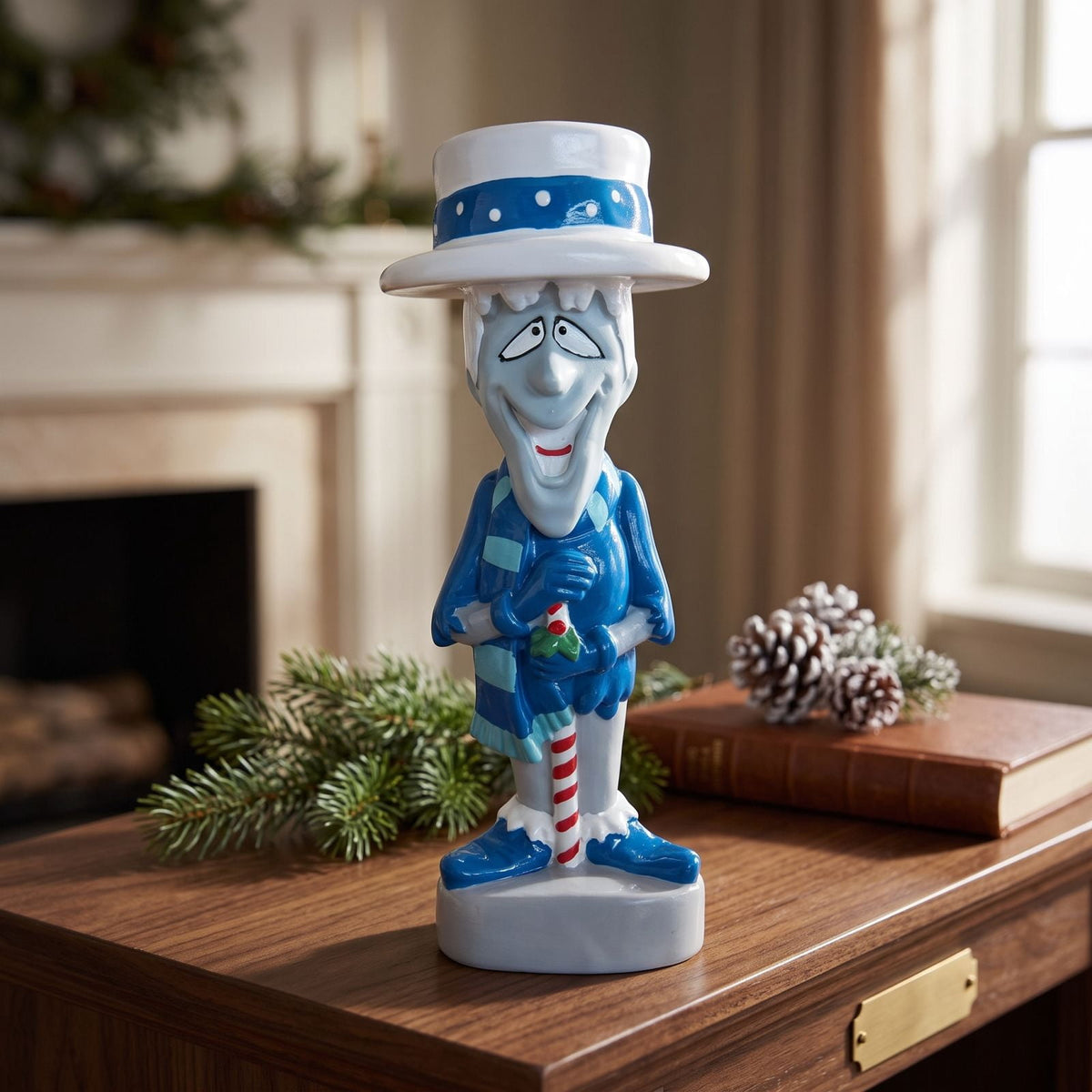 LED Lighted Blow Mold Holiday Figurine Vintage Style Glowing Character Ornament for Halloween Indoor Winter Home Decoration, 12 Inch