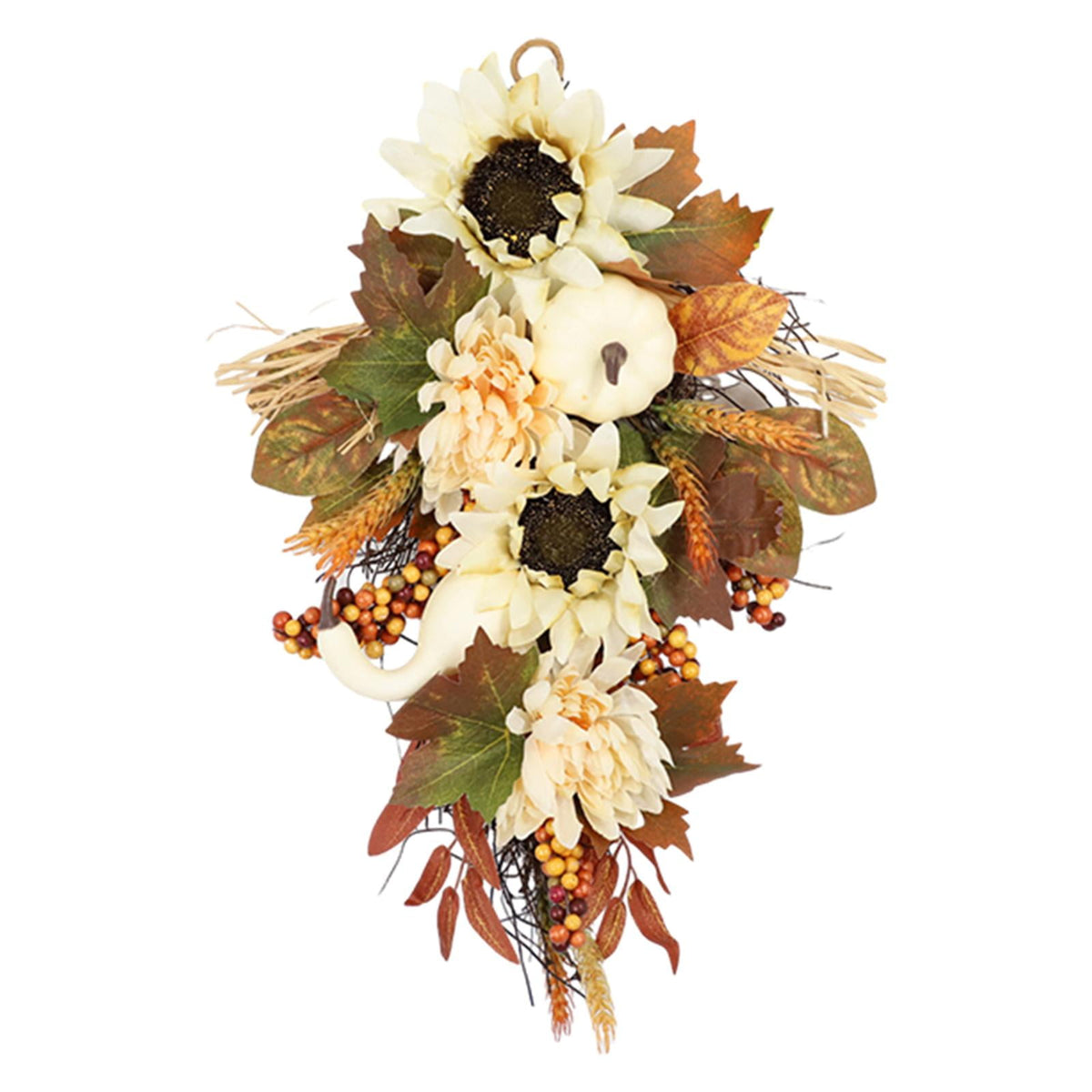 Artificial Wall Swag Fall Harvest Swag Wreath Ornaments Teardrop Wreath Garland for Porch Eaves Stairs Outdoor and Indoor Festivals Window 50cm
