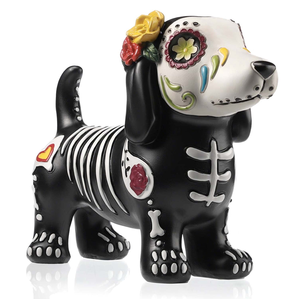 Ayieyill 2pcs Halloween Cat and Skeleton Figurines Vintage Halloween Black Cat Decor Halloween Table Decorations