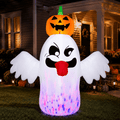 BEEPRINCESS 6 FT Halloween Inflatable Ghost with Pumpkin Head, Light-Up RGB LED Blow Up Yard Decoration