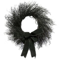 My Texas House Halloween Black Twig Wreath with Bow, 24"
