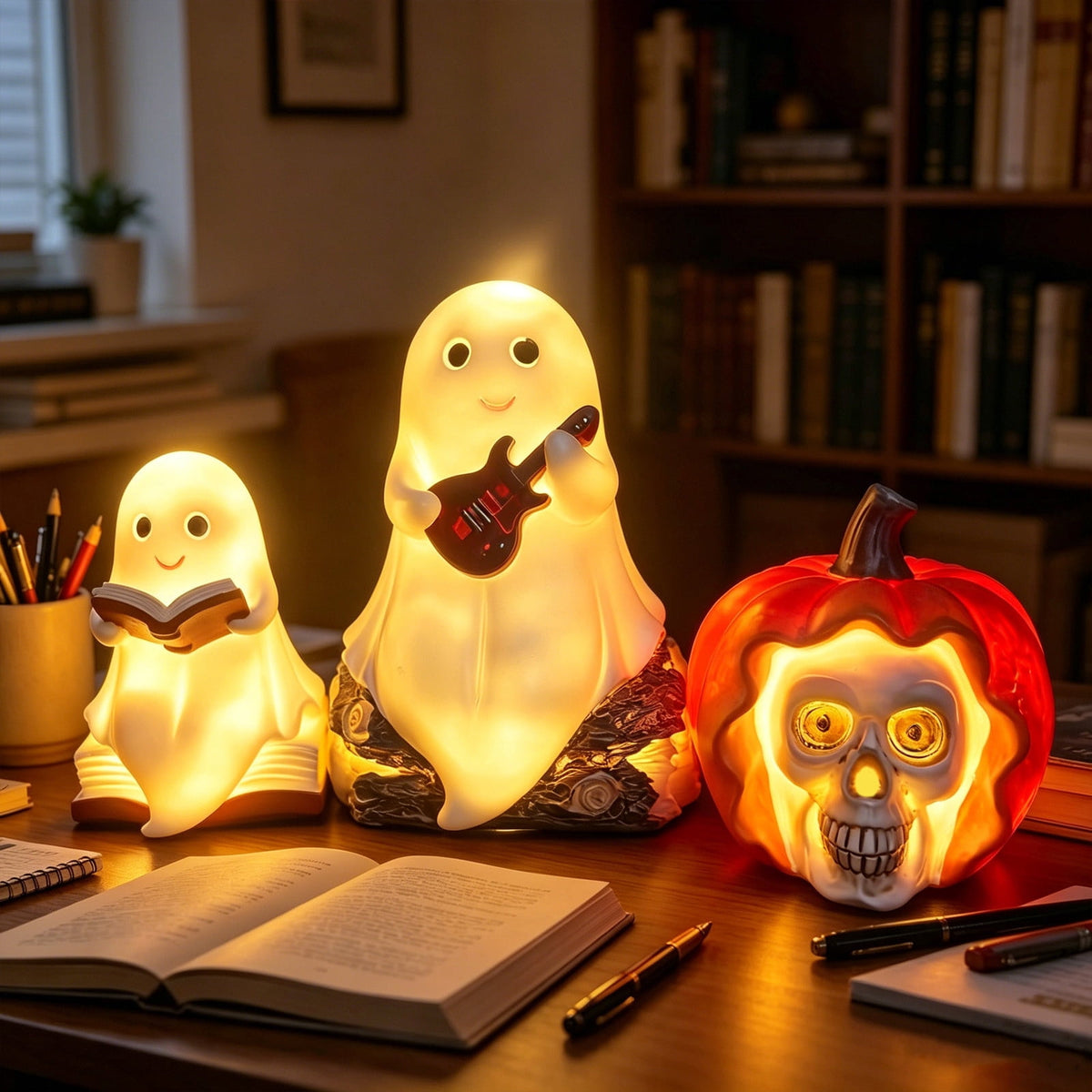 BZPIZ Witch Hat Lamp Handcrafted Retro Resin Stained Witch Hat Desk Lamp Halloween Home Decor Gothic Wizard Hats Night Light for Bedroom & Bookshelf