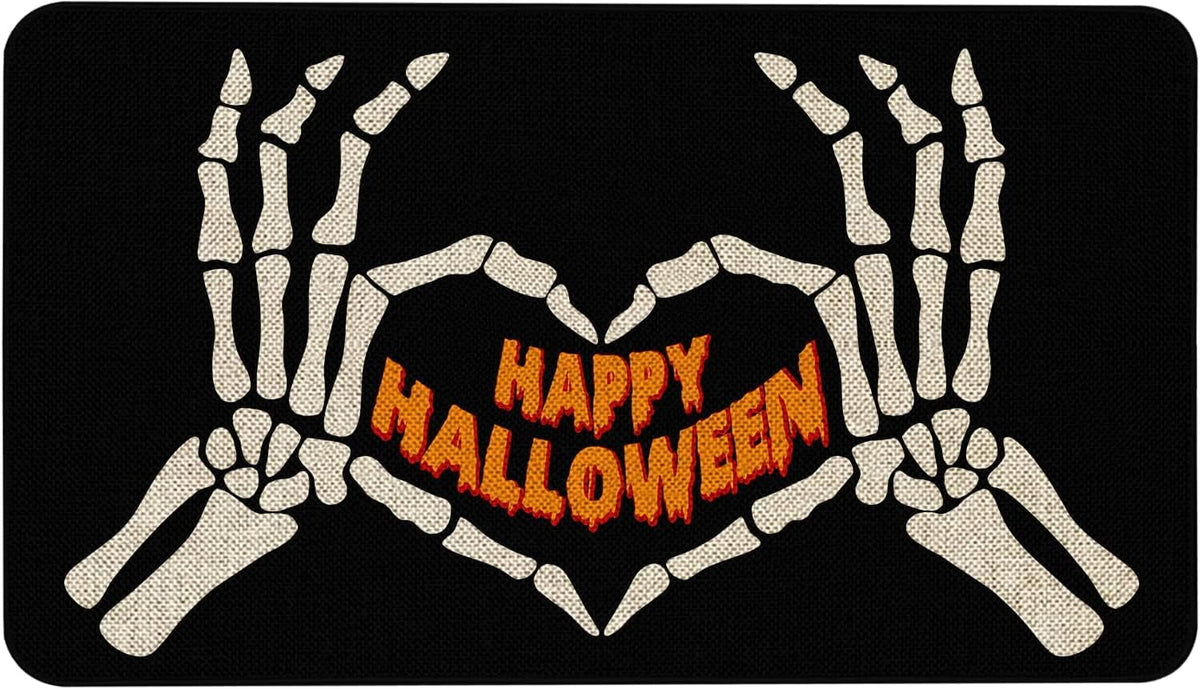 Halloween Door Mat 30 X 17 Inch Halloween Skull Doormat Indoor Outdoor Entrance Floor Mat Non Slip Halloween Decor Rubber Welcome Mats