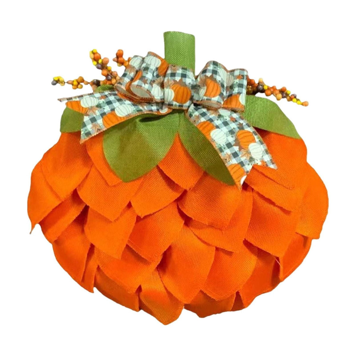 CASAFUN Autumn Pumpkin Wreath with Bows and Berries,Front Door Fall Decorations for Home Porch,Burlap Pumpkin Garland for Autumn Fall Halloween Christmas Thanksgiving Wall Decor