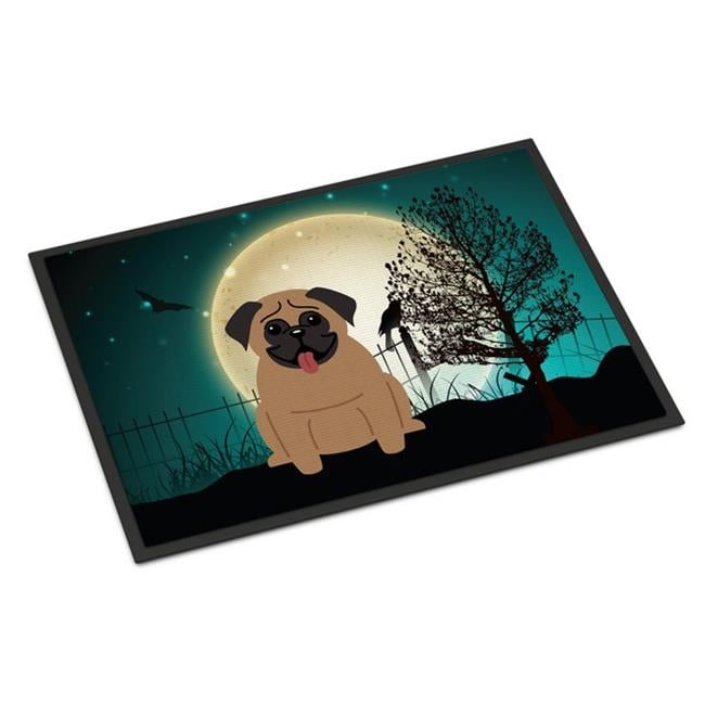 Carolines Treasures BB2194MAT Halloween Scary Pug Cream Indoor or Outdoor Mat, 18 x 0.25 x 27 in.