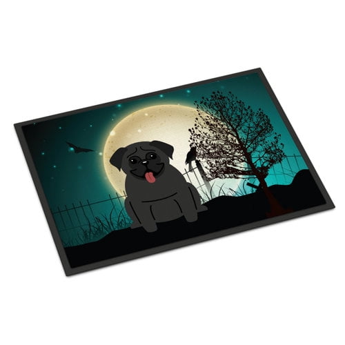 Carolines Treasures BB2194MAT Halloween Scary Pug Cream Indoor or Outdoor Mat, 18 x 0.25 x 27 in.