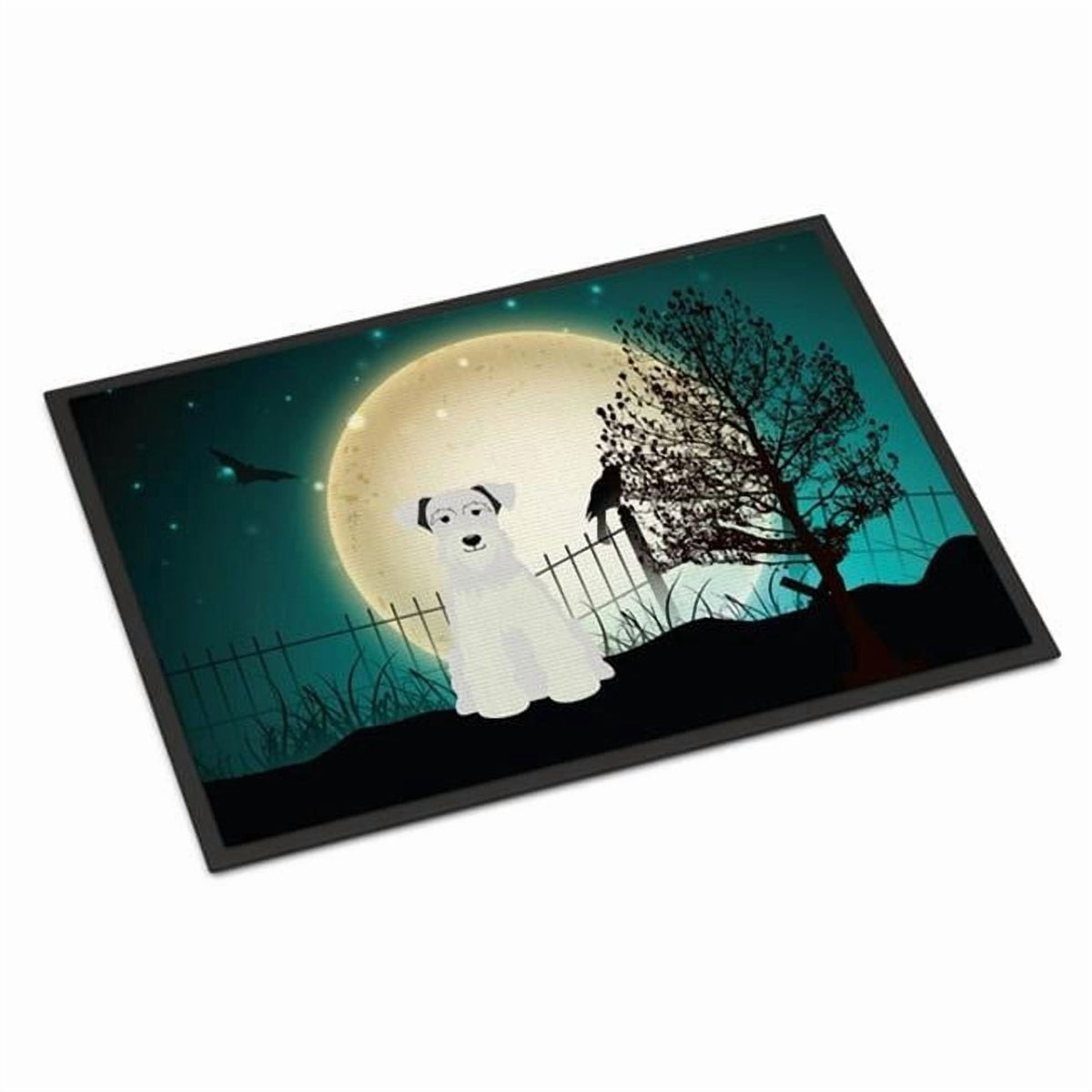 Carolines Treasures Halloween Scary Miniature Schanuzer White Door Mat Indoor Rug or Outdoor Welcome Mat 18x27 Doormat