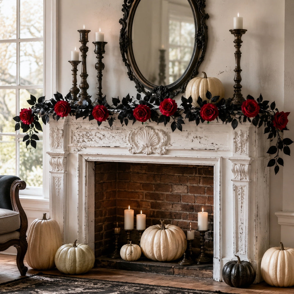 Chmadoxn 78.74" Halloween Thanksgiving Maple Leaf Garland with Mini Pumpkins & Berries, Artificial Fall Leaves Vine for Mantel Staircase Porch, Autumn Harvest Hanging Home Decor