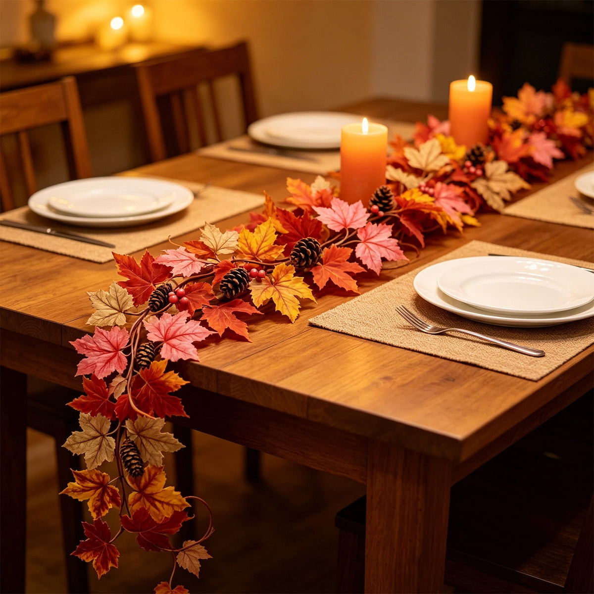 Chmadoxn 78.74" Halloween Thanksgiving Maple Leaf Garland with Mini Pumpkins & Berries, Artificial Fall Leaves Vine for Mantel Staircase Porch, Autumn Harvest Hanging Home Decor