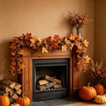 Chmadoxn 78.74" Halloween Thanksgiving Maple Leaf Garland with Mini Pumpkins & Berries, Artificial Fall Leaves Vine for Mantel Staircase Porch, Autumn Harvest Hanging Home Decor