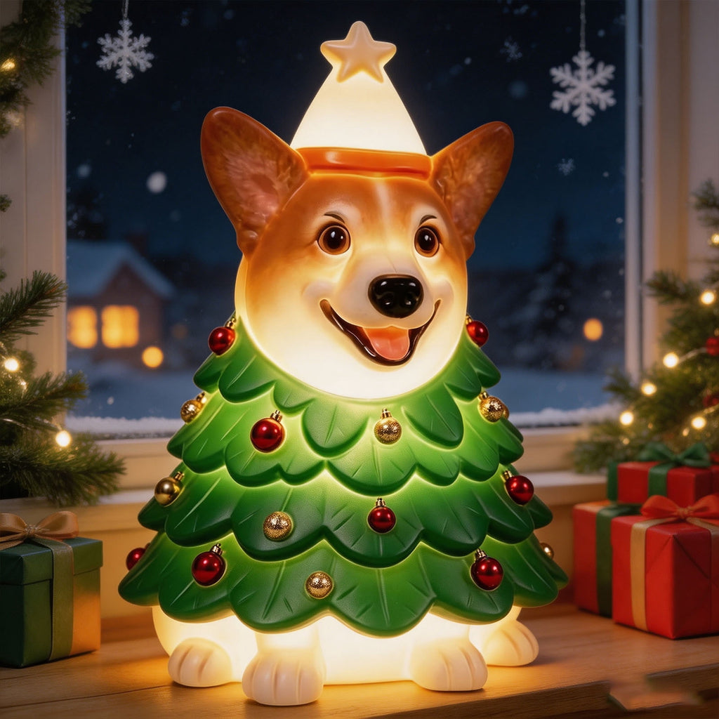 Clearance! Halloween Light‑Up Dog Figurine, 7.9in Scarecrow Dog Statue with Glowing Pumpkin, Waterproof Resin Table Yard Decor