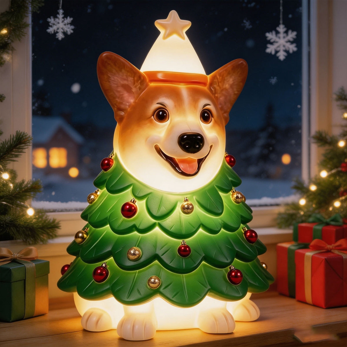 Clearance! Halloween Light‑Up Dog Figurine, 7.9in Scarecrow Dog Statue with Glowing Pumpkin, Waterproof Resin Table Yard Decor