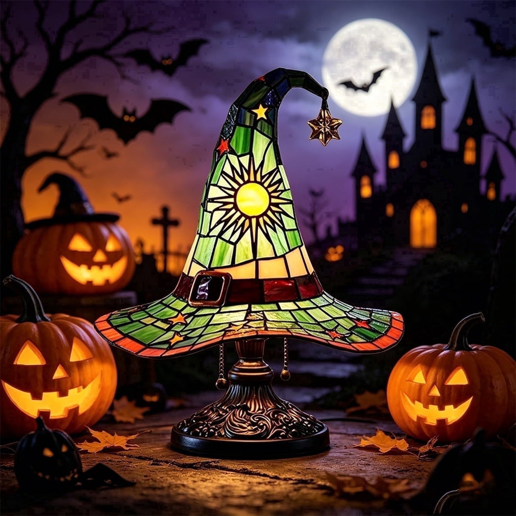 Clearance Witch Hat Lamp, Halloween Nigh Light Handcrafted Retro Resin Witch Hat Light, Usb Powered, Gothic Halloween Decorations for Bedroom