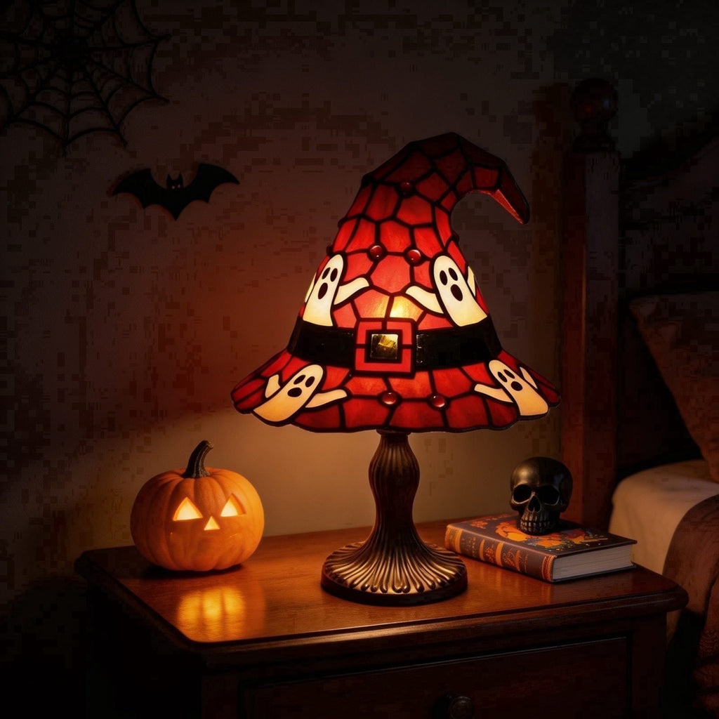 Clearance Witch Hat Lamp, Halloween Nigh Light Handcrafted Retro Resin Witch Hat Light, Usb Powered, Gothic Halloween Decorations for Bedroom
