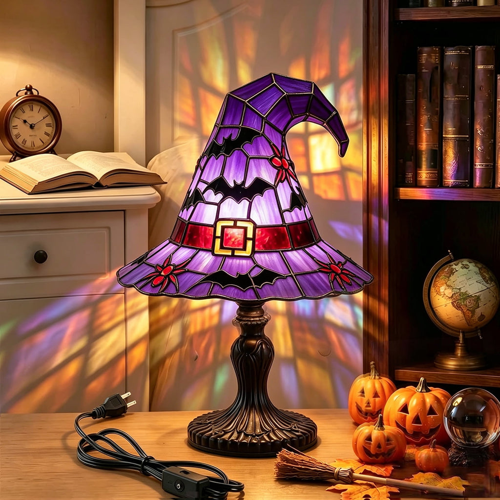Clearance Witch Hat Lamp, Halloween Nigh Light Handcrafted Retro Resin Witch Hat Light, Usb Powered, Gothic Halloween Decorations for Bedroom