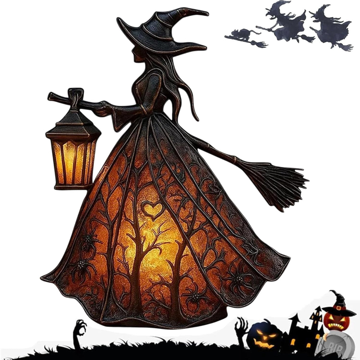 Halloween Ghost Night Light, Cute Ghost Playing The Guitar Lamp, Ghost Warm Lighted Figurine Lamps for Party Bedroom Study Room Home Dorm, Halloween Decor Indoor