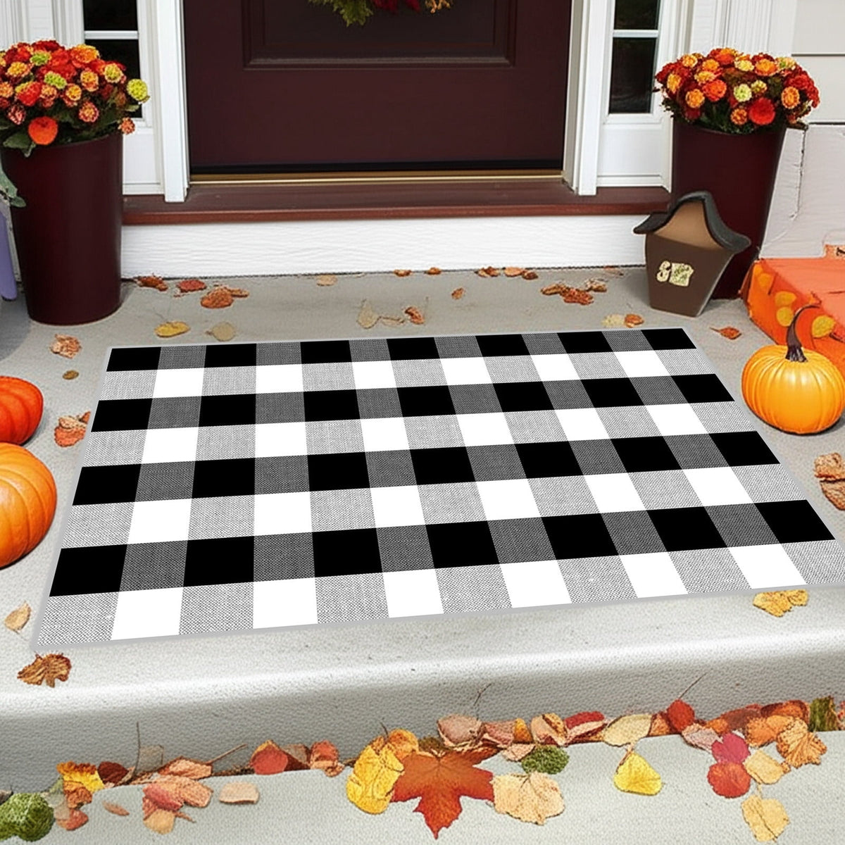 Clearance Hotyverty Halloween Front Door Mat Anti-Slip Super Absorbent Waterproof Stain Resistant Leaf 19x4x4in Indoor Front Entryway Porch Floor Decor, Halloween Gift for Family Holiday Lovers