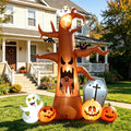 Coolmade 8 ft Halloween Inflatable Outdoor Dead Tree with Ghosts Pumpkins Tombstone Bat, Halloween Blow Up Yard Decorations Clearance with Build-in LED Lights for Holiday Party Lawn Yard Garden