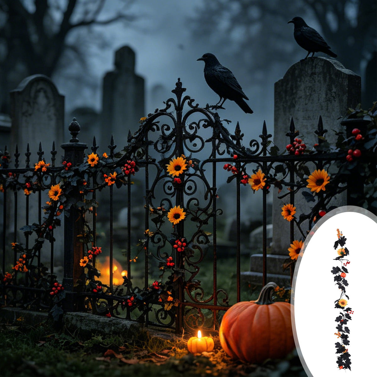 CuiLiyq Halloween Tinsel Garland, 78.7 Inch Black Purple Silver Foil with Bats and Ghosts, Party Decor for Mantel, Staircase, Doorway