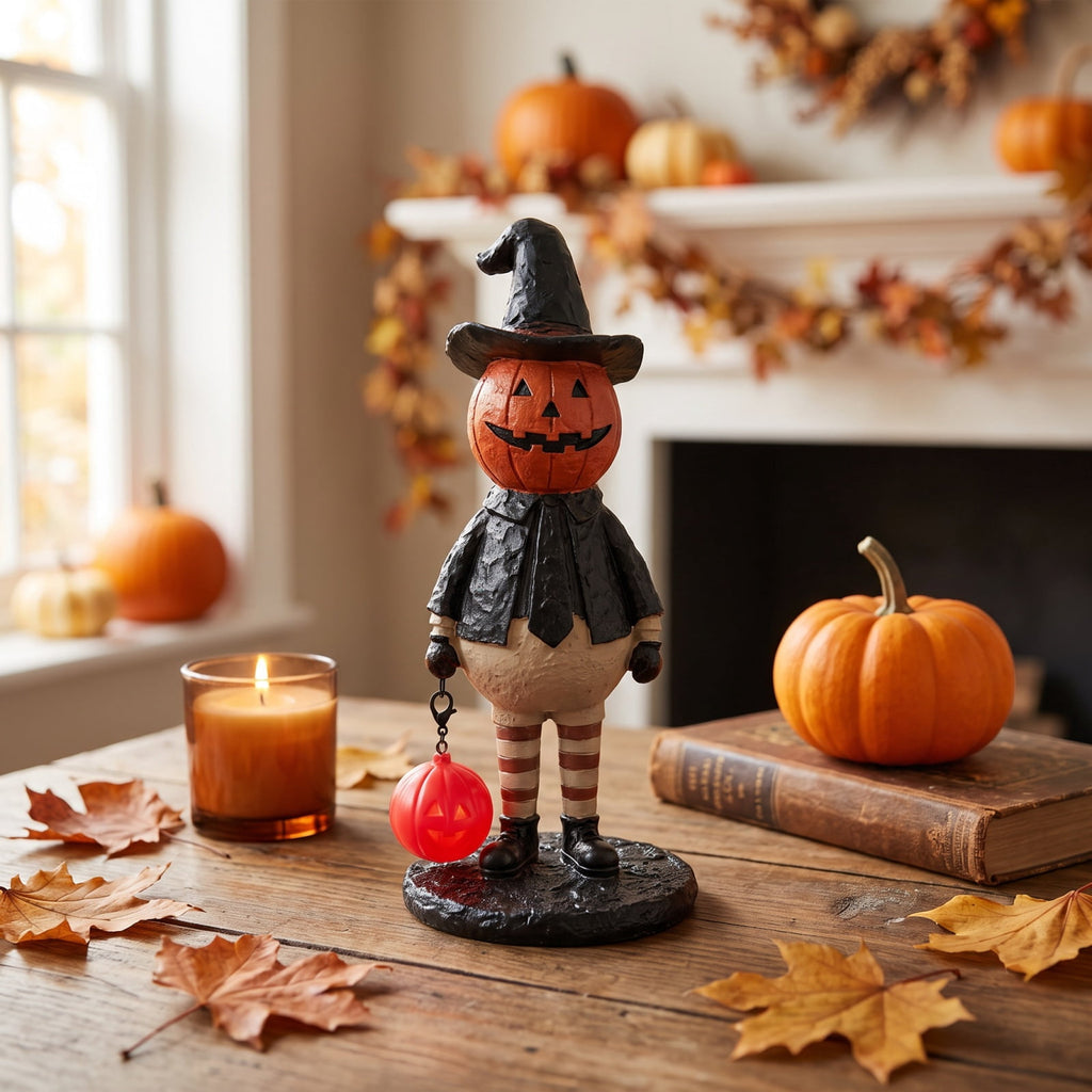 LED Lighted Blow Mold Holiday Figurine Vintage Style Glowing Character Ornament for Halloween Indoor Winter Home Decoration, 12 Inch