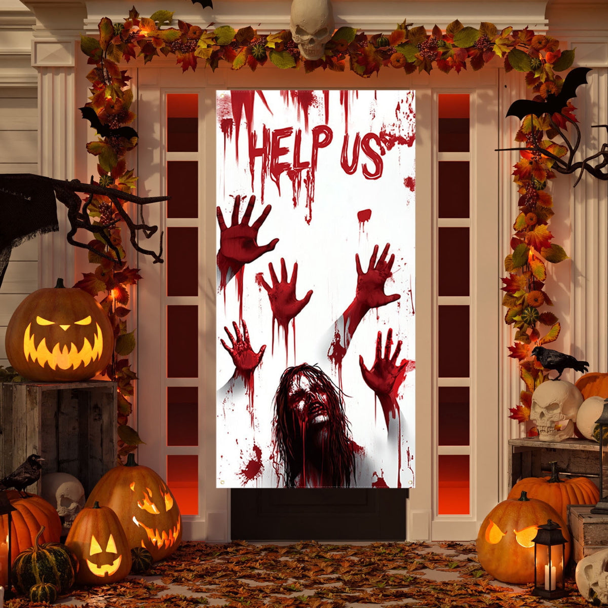 DAMAI Halloween Door Hanging Curtain Party Festival Scene Layout Supplies Decorative Porch Hanging Cloth