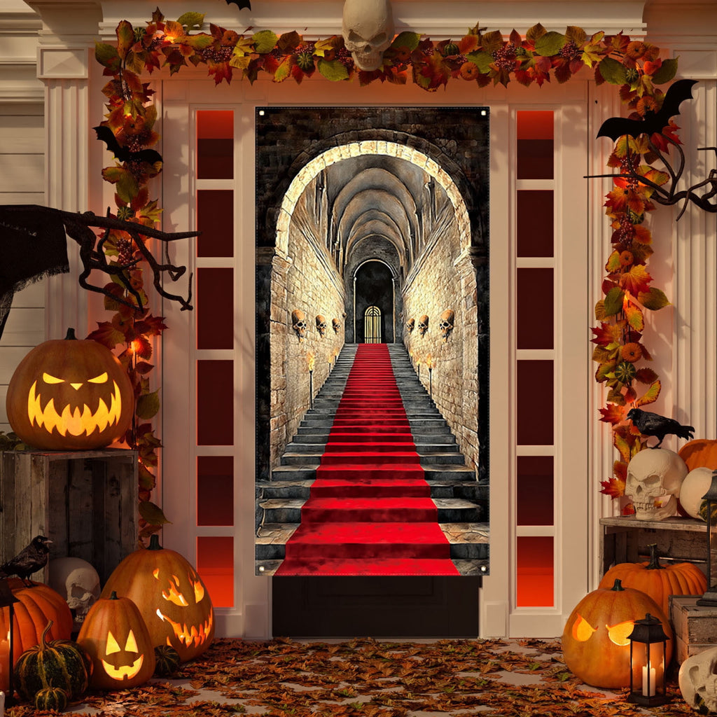 DAMAI Halloween Door Hanging Curtain Party Festival Scene Layout Supplies Decorative Porch Hanging Cloth