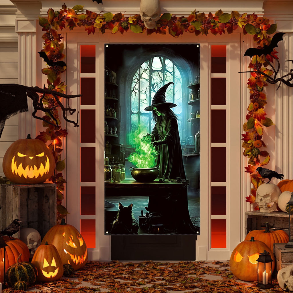 DAMAI Halloween Door Hanging Curtain Party Festival Scene Layout Supplies Decorative Porch Hanging Cloth