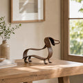 Dachshund Statue 9", Rusted Metal Dog Sculpture for Garden Yard, 1 Pack