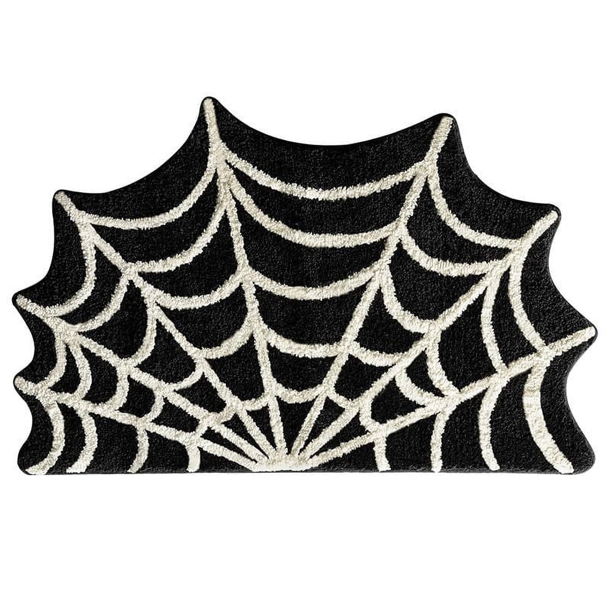 Halloween Spider Web Bath Mat,Bath Mat Non-Slip Rugs Spiderweb Rug Machine Washable Goth Bath Mat Area Rugs Gothic Rug for Front Door, Bedroom,Living Home