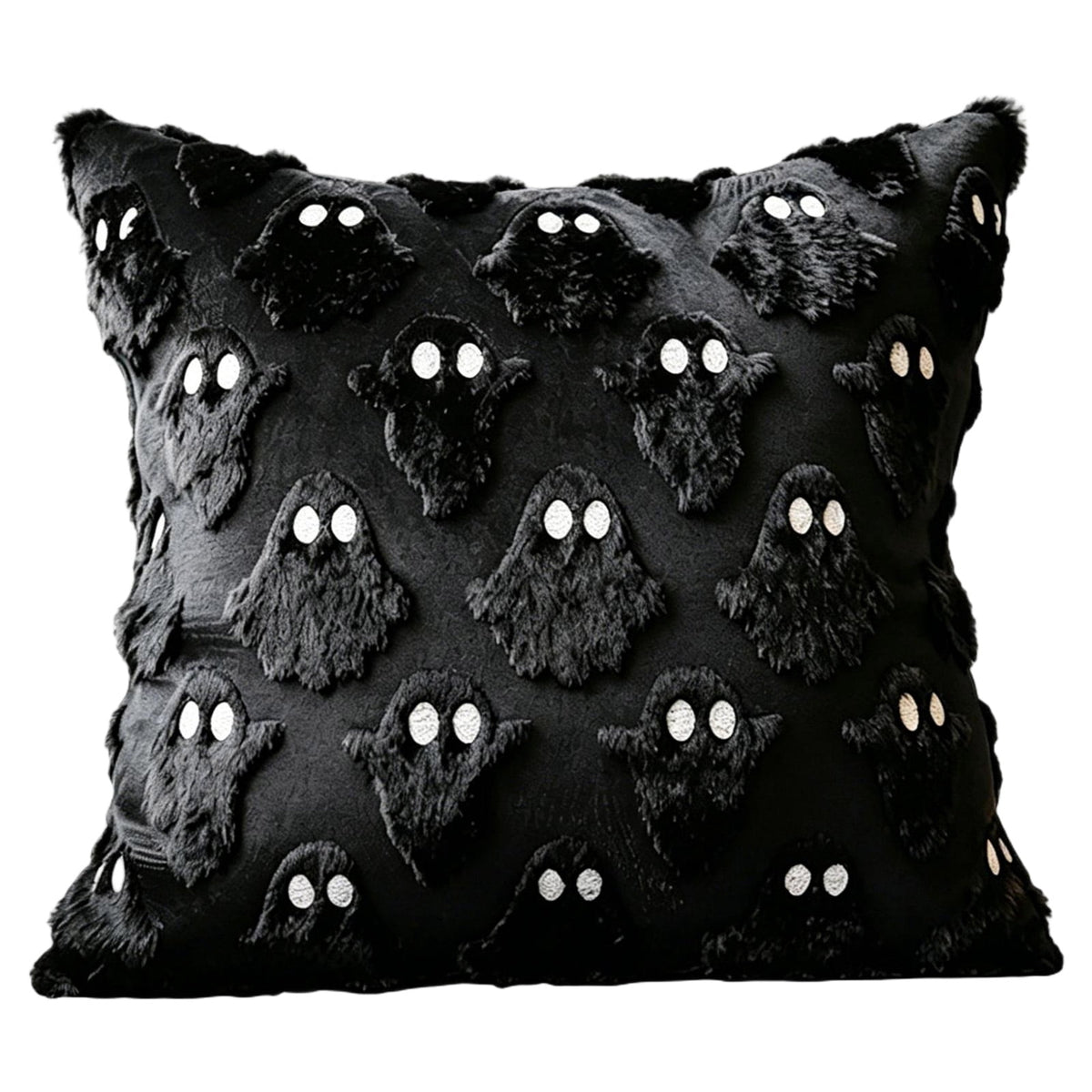 Decorative Pillow Orange Ghost Plush Throw Pillow Cover 18X18 Inch Halloween Home Decor for Couch Bedroom Holiday Decor