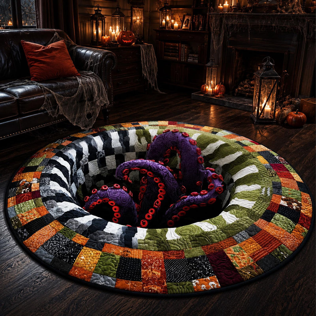 Deep Vortex Illusion Rug, 3D Halloween Round Floor Mat with Non-Slip Backing