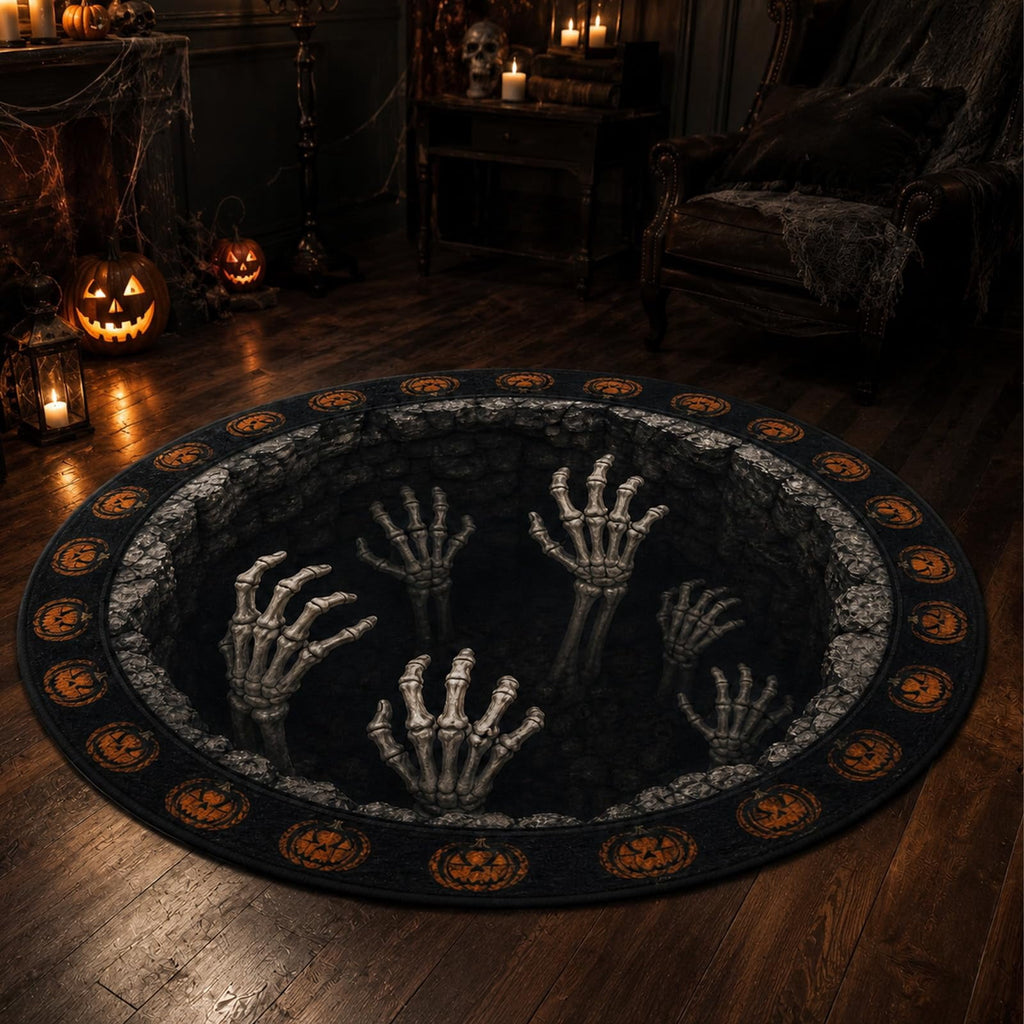 Deep Vortex Illusion Rug, 3D Halloween Round Floor Mat with Non-Slip Backing