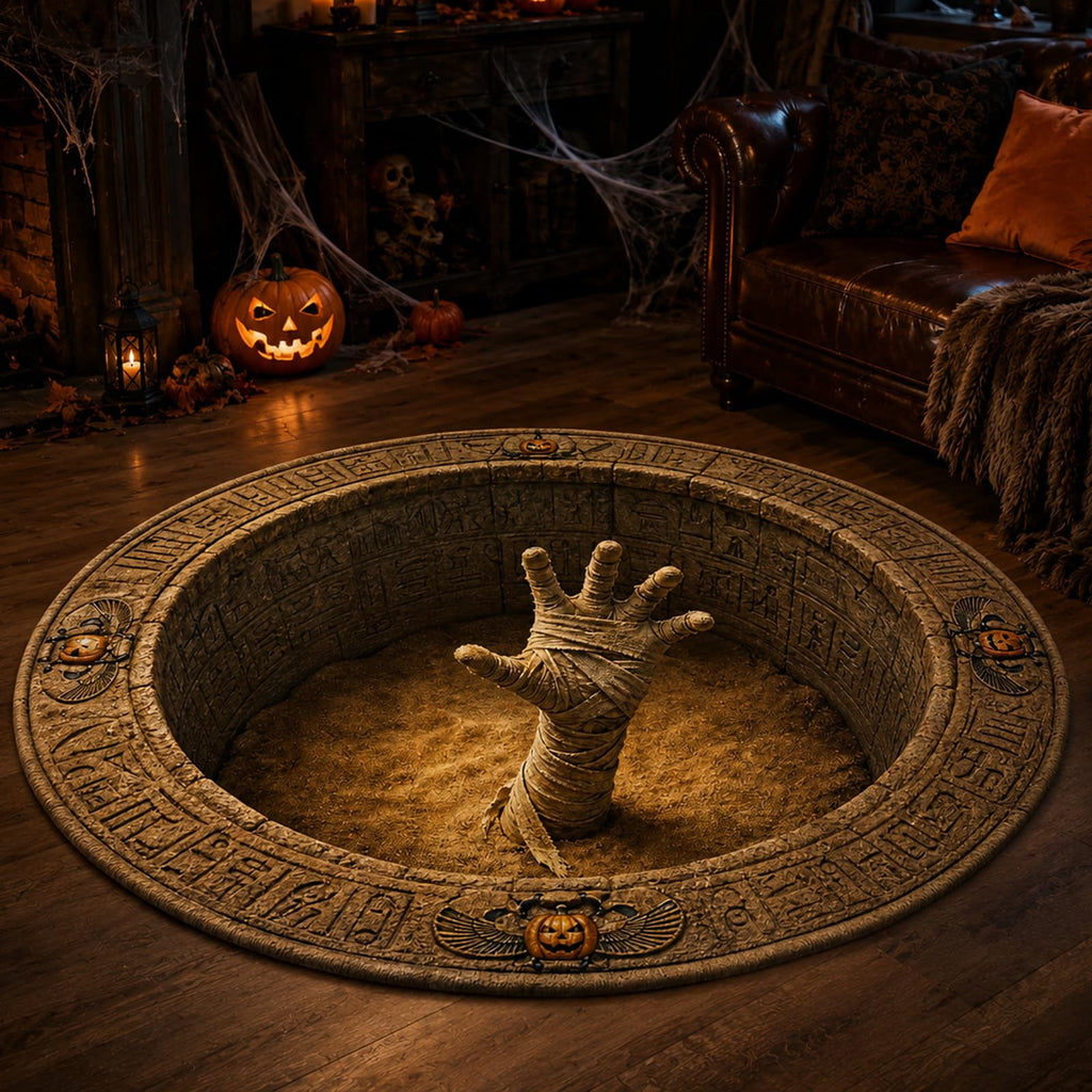 Deep Vortex Illusion Rug, 3D Halloween Round Floor Mat with Non-Slip Backing