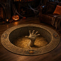 Deep Vortex Illusion Rug, 3D Halloween Round Floor Mat with Non-Slip Backing