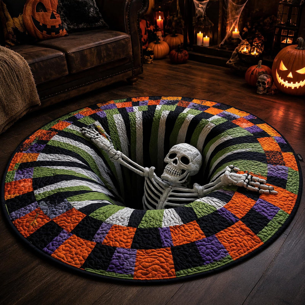 Deep Vortex Illusion Rug, 3D Halloween Round Floor Mat with Non-Slip Backing