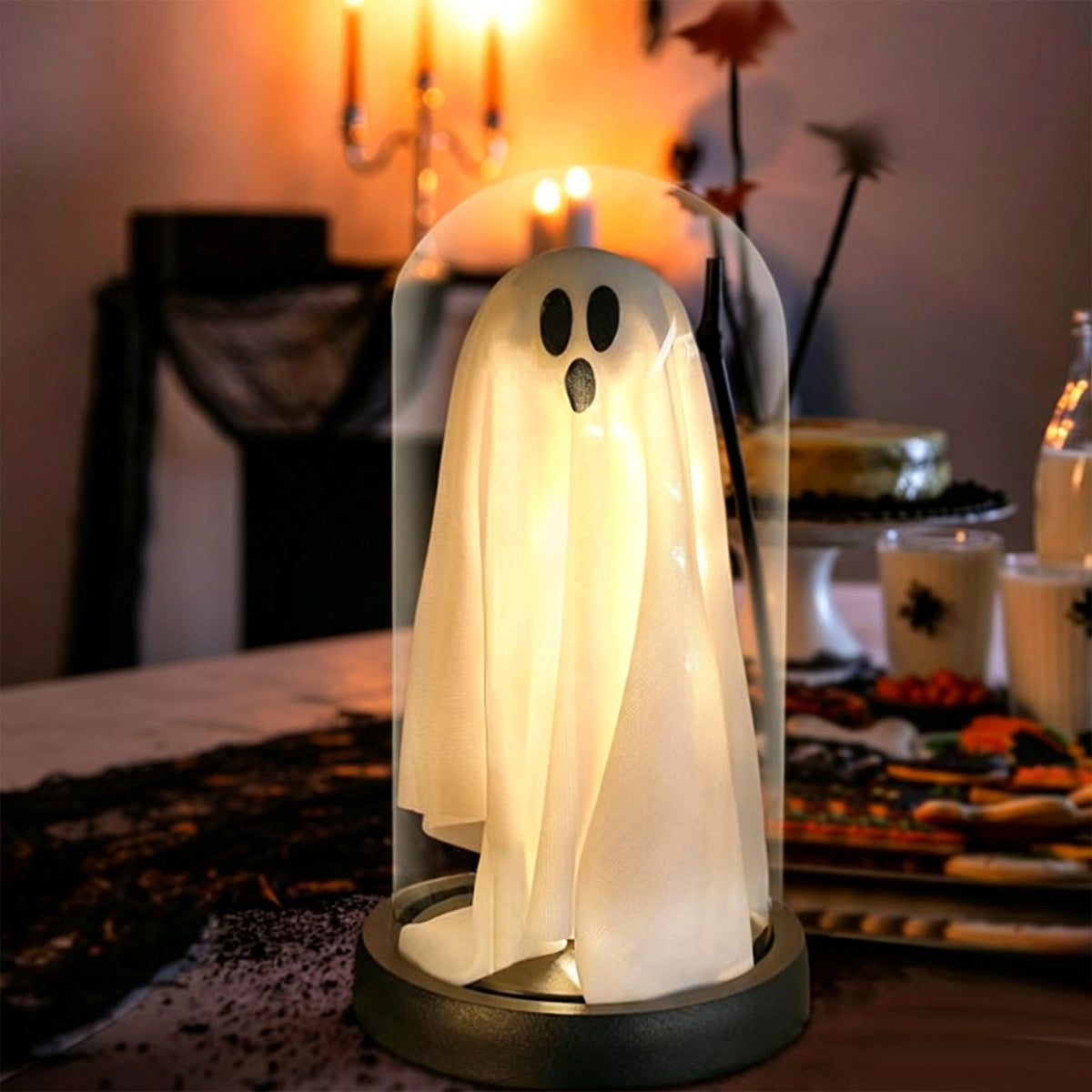 Diceymbol 11.81 Inch Halloween Ghost Night Light, Witch Hat Ghost Lamp with Jack O Lantern, Halloween Decorations Indoor for Table Mantel Party Decor