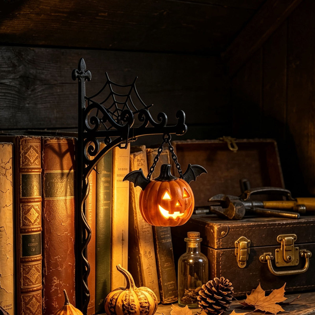 Diceymbol 11.81 Inch Halloween Ghost Night Light, Witch Hat Ghost Lamp with Jack O Lantern, Halloween Decorations Indoor for Table Mantel Party Decor