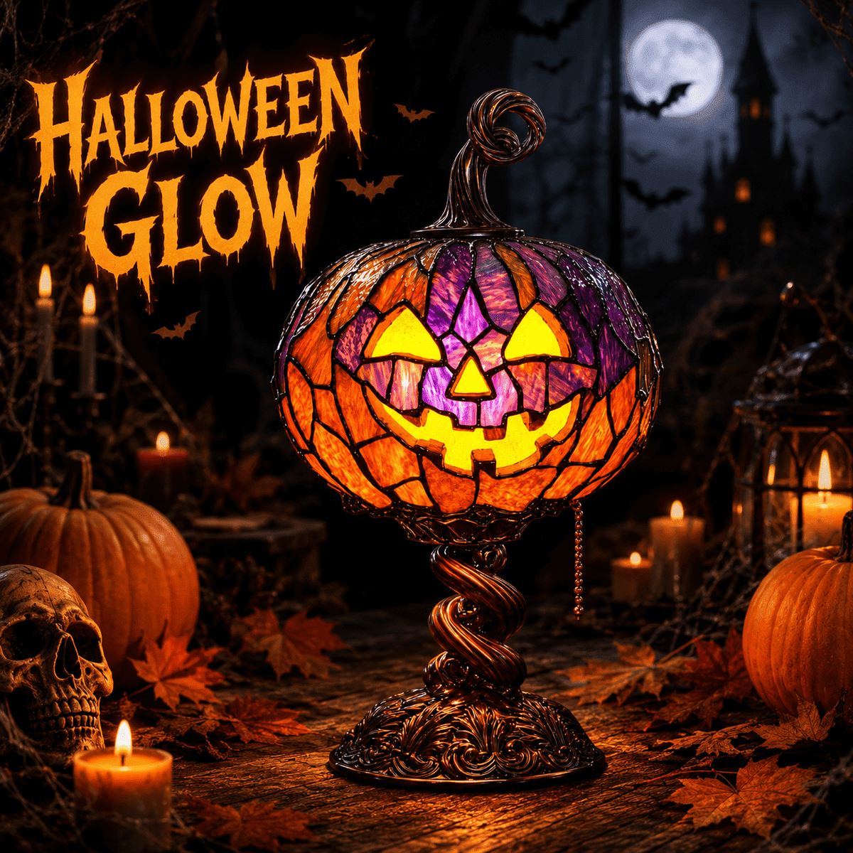 Diceymbol 11.81 Inch Halloween Ghost Night Light, Witch Hat Ghost Lamp with Jack O Lantern, Halloween Decorations Indoor for Table Mantel Party Decor