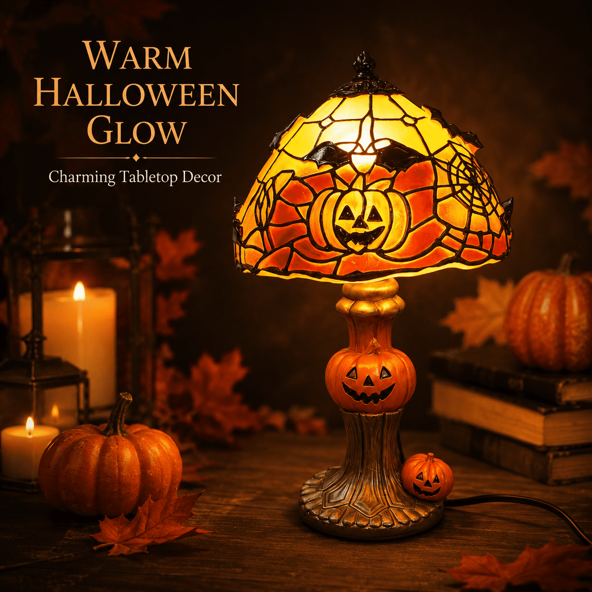 Diceymbol 11.81 Inch Halloween Ghost Night Light, Witch Hat Ghost Lamp with Jack O Lantern, Halloween Decorations Indoor for Table Mantel Party Decor
