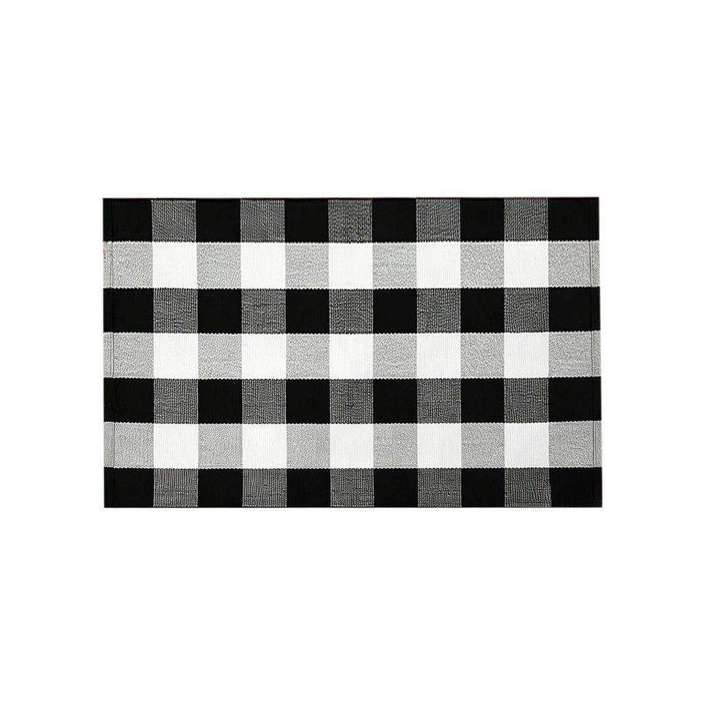 Dpityserensio Halloween Doormat Black Bat and Moon with Striped Border Non-Slip Washable Indoor Outdoor Rug, Vintage Fall Decor