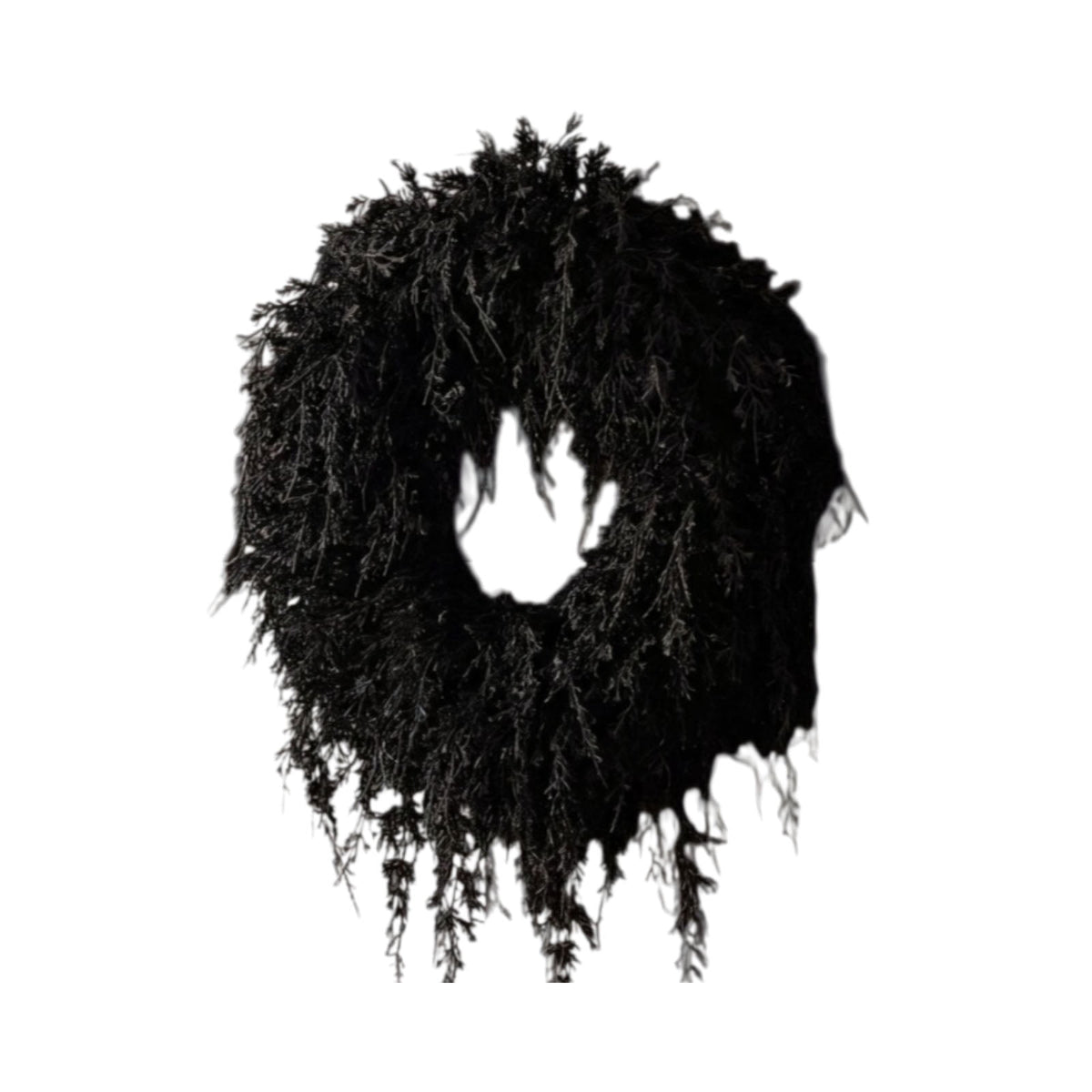 Black Halloween Wreath for Front Door, 16 Inch Twig Wreath with Velvet Bow, Gothic Fall Farmhouse Decorative Wreath for Porch Mantel Entryway Home Decor