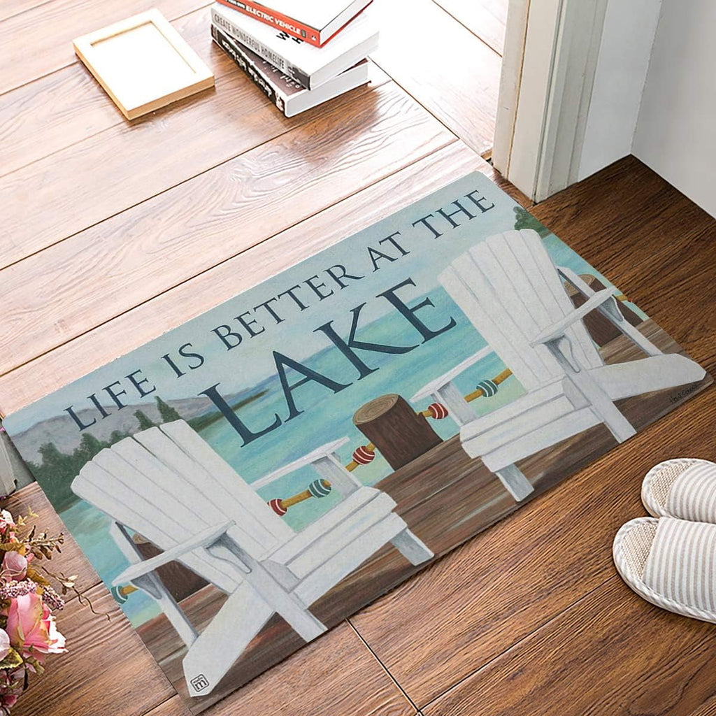 Christmas Snowman Trees Entrance Door Mat, Red Plaid Low Profile Tradition Christmas Decor Welcome Doormat, Non-Slip Carpet Rugs Floor Mat Decorative for Home/Bathroom/Kitchen - 20"x31.5"