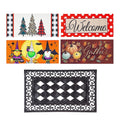 Evergreen Indoor Outdoor Doormat Bundle Set of 5 - Frame and 4 Welcome Seasonal Inserts Halloween Christmas Thanksgiving