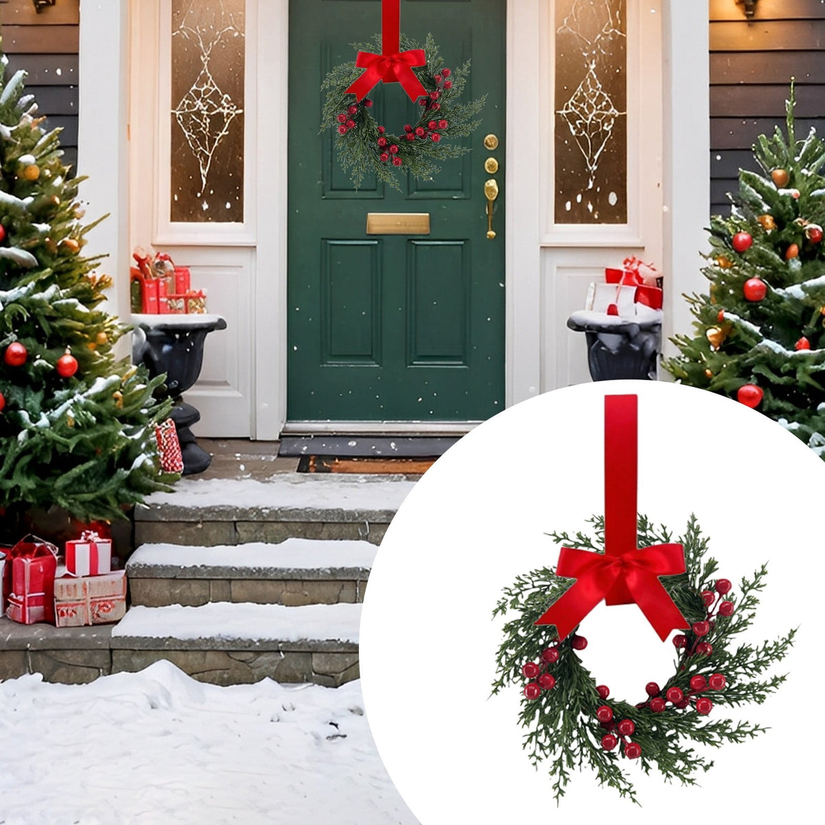 FXMLRLK 1 Pack Halloween Cabinet Wreaths with Ribbon Bows Artificial Flowers Kitchen Wreath for Window Front Door Farmhouse Wall Halloween Decorations, Blue