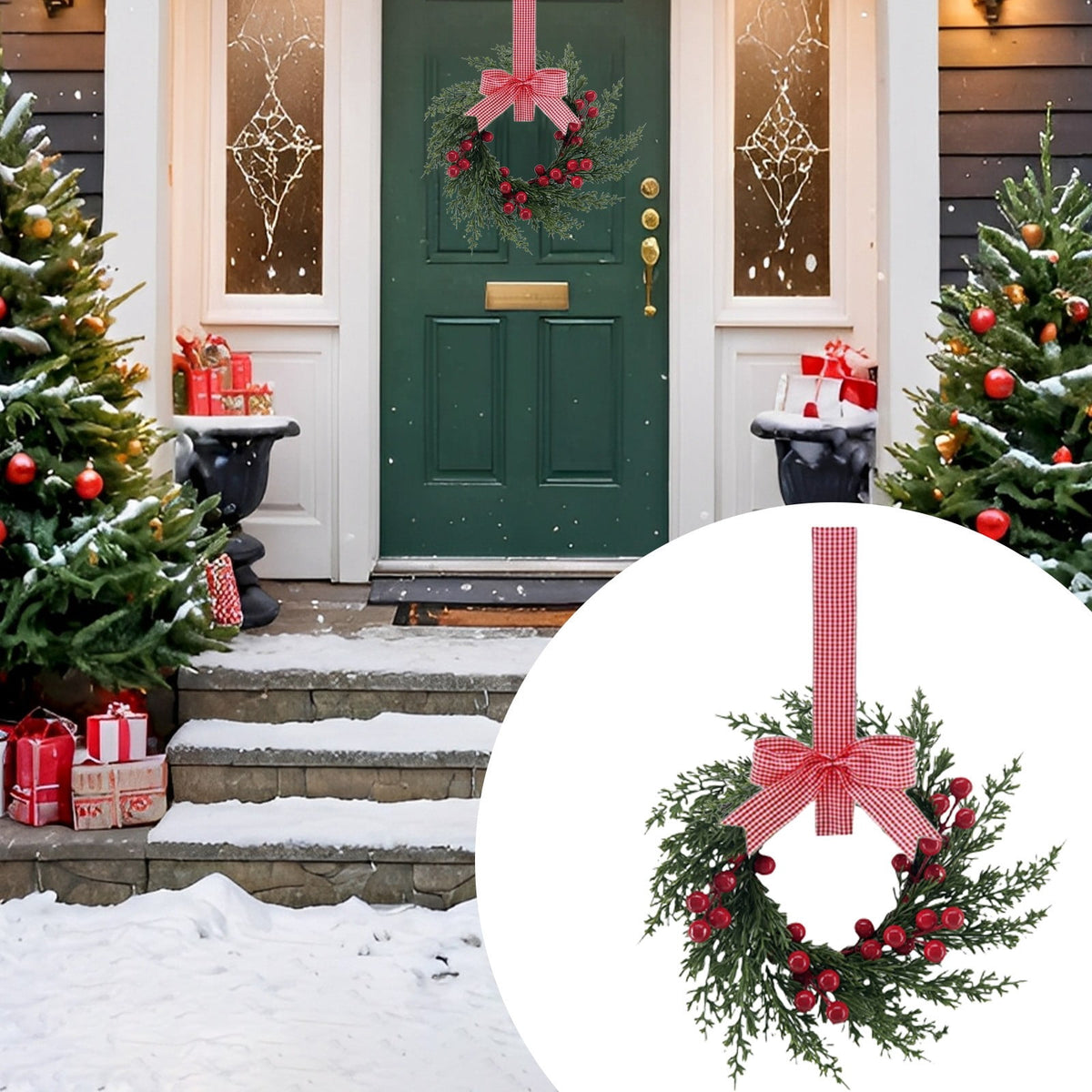 FXMLRLK 1 Pack Halloween Cabinet Wreaths with Ribbon Bows Artificial Flowers Kitchen Wreath for Window Front Door Farmhouse Wall Halloween Decorations, Blue